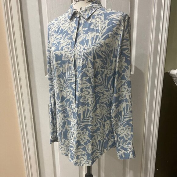 Tommy Bahama flora print sketched Woman Island trend blouse 100% Tercel  Size M - Picture 8 of 14